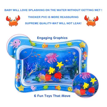 Jūras Dzīvnieku Print Bērnu Piepūšamās Spēlēt Paklājiņš Zīdaiņu Rotaļlietu Jaundzimušais Zēns, Meitene, Ūdens