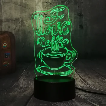 Kafijas Laiks Skaisto 3D LED Nakts Gaisma Multicolor 7 Krāsu Brīvā laika Josla Mājas Dekoru Mazulis, Rotaļu Dzimšanas diena, Ziemassvētku lampas Piliens Kuģniecība
