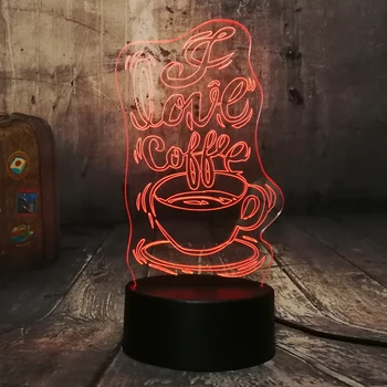 Kafijas Laiks Skaisto 3D LED Nakts Gaisma Multicolor 7 Krāsu Brīvā laika Josla Mājas Dekoru Mazulis, Rotaļu Dzimšanas diena, Ziemassvētku lampas Piliens Kuģniecība