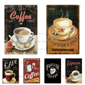 Kafijas Skārda Zīme Vintage Metāla Zīmju Plāksnes, Metāla Vintage Sienas Dekori Virtuve, Kafijas Bārs Kafejnīca Retro Metāla Plakāti Dzelzs Krāsošana