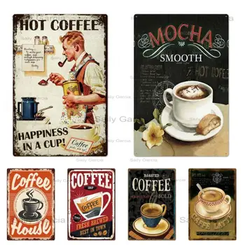 Kafijas Skārda Zīme Vintage Metāla Zīmju Plāksnes, Metāla Vintage Sienas Dekori Virtuve, Kafijas Bārs Kafejnīca Retro Metāla Plakāti Dzelzs Krāsošana