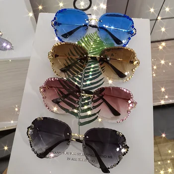 KAMMPT Luksusa Modes Brilles 2020. Gadam, Sievietēm, Vintage, Saulesbrilles Dimanta Rhinestone Saules Brilles Toņos Sievietēm