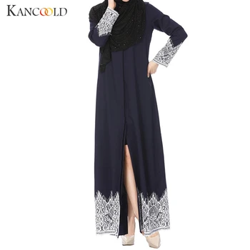 KANCOOLD Musulmaņu Sieviešu Mežģīņu Apdari Priekšā Abaya Musulmaņu Maxi Kaftan Kimono, dubaija Islāma apģērba abayas sievietēm