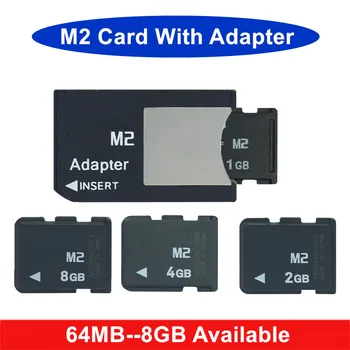 Karsts!!! M2 atmiņas karte 8 GB, 4 GB un 2 gb 1 GB 512 MB 256 MB 128 MB 64MB Atmiņas karte memory Stick Micro Ar Adapteri, MS PRO DUO