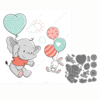Karstā Jauns Metāla Griešanas Mirst Cute Elephant Rubbit Balonu Trafareti, lai Padarītu Scrapbooking Albumu Dzimšanas dienas Kartes Spiešanu Die Cut