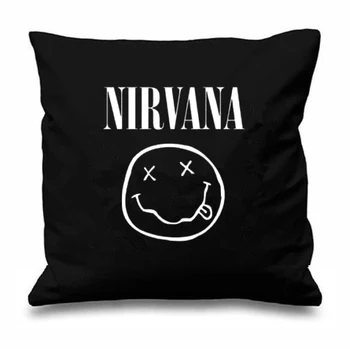 Karstā Nirvana Smiley Sejas Mest Spilvens Gadījumā Rock Mūzikas Nirvana Spilvena Vāka Dekoratīvā Kurt Cobain Rokgrupa Dīvāna Spilveni Fiktīvām 18