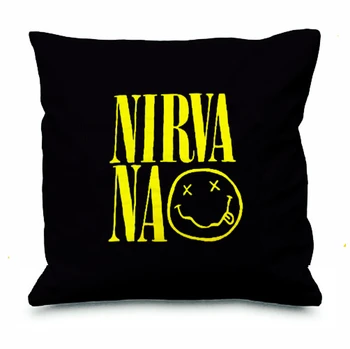 Karstā Nirvana Smiley Sejas Mest Spilvens Gadījumā Rock Mūzikas Nirvana Spilvena Vāka Dekoratīvā Kurt Cobain Rokgrupa Dīvāna Spilveni Fiktīvām 18