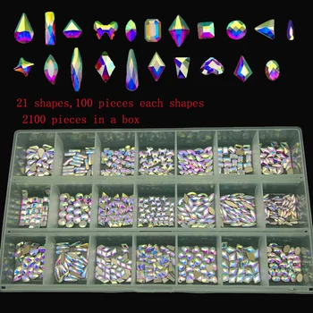 Karstā Pārdošanas 2100 gab Nagu Rhinestones 3D Flatback Stikla Rhinestones Nail Art Rhinestones Dekorācijas, Aksesuāri, Ar Nagu, Pildspalvu