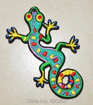 KARSTĀ PĀRDOŠANAS! ~ Ķirzaka gekko salamandra retro hipiju hippy boho 70 Dzelzs Par Plāksteri, šūt uz plāksteris,Appliques, Audums, Kvalitāte