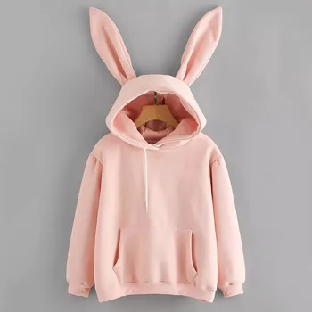 Kawaii Hoodies Sieviešu Meitene Krekls Ir 2021. Cute Bunny Auss Pulovers Rudens Ziemas Gadījuma Garām Piedurknēm Dāmas Top Sudadera Mujer