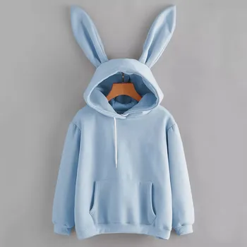 Kawaii Hoodies Sieviešu Meitene Krekls Ir 2021. Cute Bunny Auss Pulovers Rudens Ziemas Gadījuma Garām Piedurknēm Dāmas Top Sudadera Mujer
