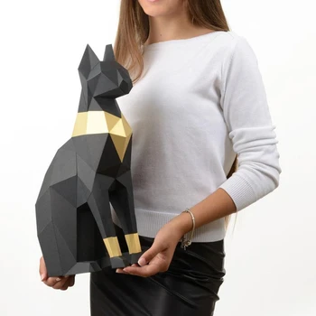 Kaķis Bastet Ēģipte 3D Papīra Paraugs Dzīvnieku Papercraft Rīcības Attēls Mīklas Bērniem Dāvanu Izglītības Creative Home Deco Rotājumi, Rotaļlietas