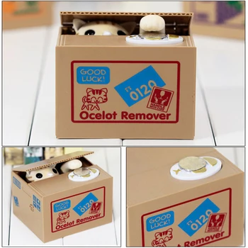 Kaķis money bank panda Zaglis Naudas kastes, rotaļu cūciņa bankām bērniem cūciņa bankas Automātiskās Nozaga Monēta Cūciņa Bankas Naudas Taupīšanas Lodziņā jauki