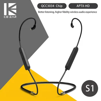 KBEAR S1 Bluetooth 5.0 Modernizētas Austiņu Kabeli, Bezvadu 2PIN/TFZ/MMCX earbuds kabeļu APTX-HD tehnoloģiju KBEAR KS2 KB04 TRI I3 I4