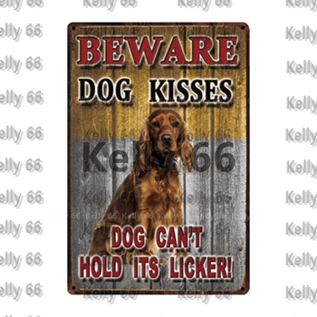 [ Kelly66 ] Uzmanieties Suns Skūpsti Dachshund Robežu Kollijs Metāla zīmju Skārda Plakātu Mājas Dekori Bāra Sienas Mākslas Glezniecības 20*30 CM Izmērs Dy105