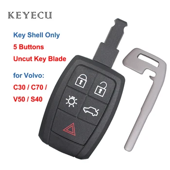 Keyecu Tālvadības Auto Atslēgu Apvalks Gadījumā Segtu 5 Pogas, Volvo C30, C70 S40 V50 2008 2009 2010 2011 FCC ID: KR55WK49259