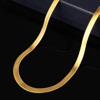 KITEAL Ziemassvētku Dāvanu, zelta krāsā 7mm 45cm 50cm 60cm 70cm 76cm vīriešu rotaslietas kaklarota ķēdes sānslīdi kaklasaite misiņa augstākās Kvalitātes Rotaslietas