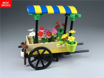 KM Ķieģeļi Ziedu Grozs Tirgus laukumā Florists Modelis Rīcības Attēls Rotaļlietu Bērniem Izglītības Celtniecības Blokus Montē Rotaļlietas labākās dāvanas