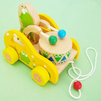 Koka bērnu velciet bungas auto varde lācis roku acu koordināciju sitamie bērnu velciet līniju toddler rotaļlietas vecāku-bērnu rotaļlieta puzzle