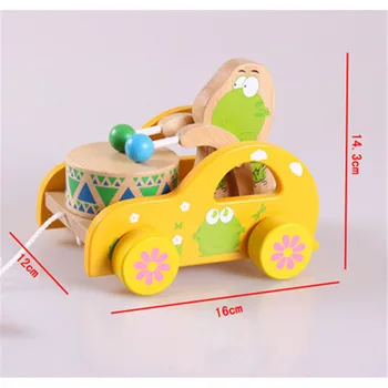 Koka bērnu velciet bungas auto varde lācis roku acu koordināciju sitamie bērnu velciet līniju toddler rotaļlietas vecāku-bērnu rotaļlieta puzzle