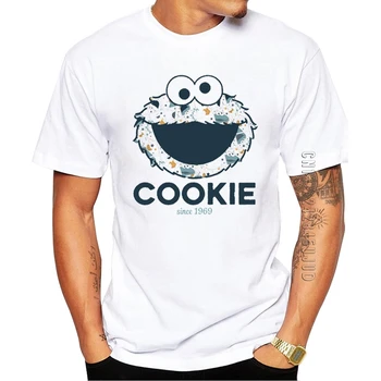 Kokvilnas Modes Cookie Monster Iespiesti Vīriešu T-Krekls Ar Īsām Piedurknēm Smieklīgi Grafikas T O-Veida Kakla Atdzist Topi Hipster Tees
