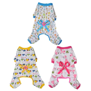 Kokvilnas suņi pidžamas pidžamas cute pet suns kleita nighty romper 5 Izmērs 3 krāsu 1gb Pet piegādēm