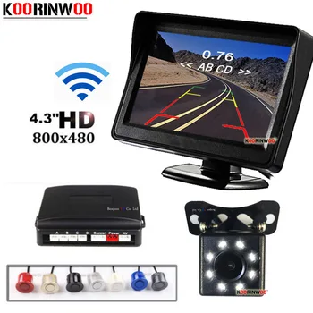 Koorinwoo 2.4 G Bezvadu Automašīnas Novietošanas Sensors 4 Zondes Automašīnu Atpakaļskata Kamera 8 LED Gaismas Automašīnas Monitoru, Digitālo Ekrānu reverse Žalūzijas
