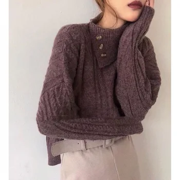 Korejiešu Stilā, Modes Zaudēt Sieviešu Džemperis Ar Pogām augstas kvalitātes dāmas džemperi D519