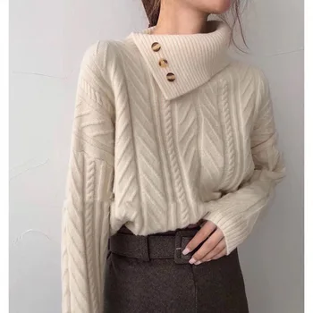 Korejiešu Stilā, Modes Zaudēt Sieviešu Džemperis Ar Pogām augstas kvalitātes dāmas džemperi D519