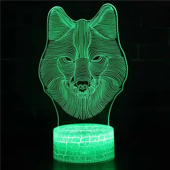 Krekinga parastā galda lampa vilku galvas Ziemassvētku dekoratīvie gaismas zirgu 7 krāsu izmaiņas Moderne Galda Lampas apdare 3D nakts gaisma