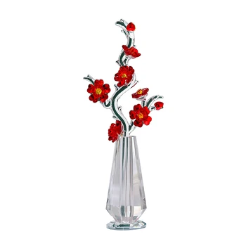 Kristāla Stikla Plūmju Ziedu Figūriņas Ķīniešu Stila Rožu Amatniecības Kāzu Valentīna Diena Dāvanas, Galda Dekori Rotas (6 Krāsas)