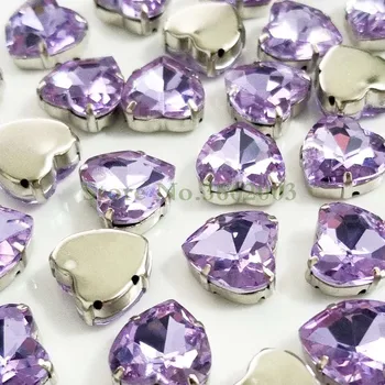 Kristāla violeta sirds formas augstākās kvalitātes Stikla Kristāla nagiem rhinestones,šūt uz akmens ar caurumiem Remontdarbos to aksesuāri SWH22