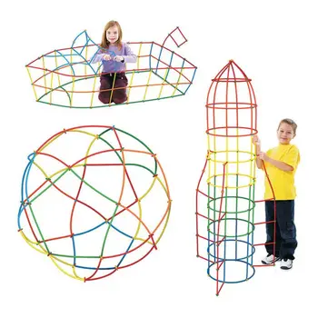 Krāsains Plastmasas Salmu Sapulcējušies Bērni, Celtniecības Bloki Izglītības Rotaļlietas, Iekštelpu Āra Kombinētās Spēlēt Puzzle Spēle, Dāvanu