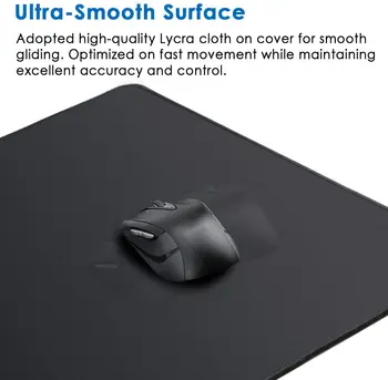 Ktrio pagarināts game mouse pad ar sašūtām malām, bez slīdēšanas gumijas bāzes, ūdensizturīgu tastatūru spilventiņu, galda pad black