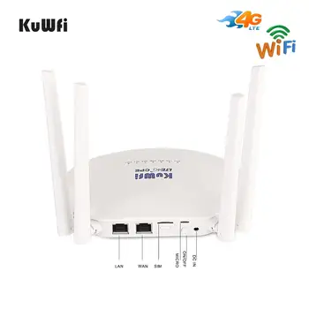 KuWFi 300Mbps 4G LTE, Wifi Rūteris, 3G/4G Sim Kartes Maršrutētāju Atslēgt Bezvadu Maršrutētāju ar 4gab Ārējo Antenu Līdz 32 Wifi Lietotāji