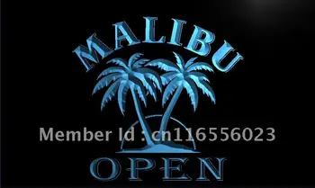 LA067 - Malibu Alus ATVĒRTS Bārs LED Neona Gaismas Zīme, mājas dekoru amatniecības
