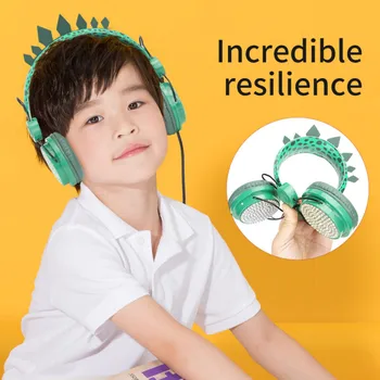 Labākā Dāvana Bērniem Cute Dinozauri Bērni Vadu Austiņas Ar Mikrofonu Zēni, 3,5 mm Stereo Austiņu Mācību Spēles,