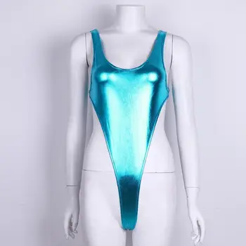 Lakādas Peldkostīmi Sieviešu Seksīgi Spīdīgu Monokini Viens Gabals Peldkostīms Beachwear Peldēties Uzvalku Sandales Leotard peldkostīmu peldēties uzvalku