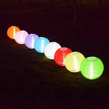 Laternu Saules Gaismas LED Piekārtiem Bumbu Neilona Pasaku Laternas Deg Dārza Dekorēšana, Kāzu Saules Gaisma Ar Akumulatoru 12inch