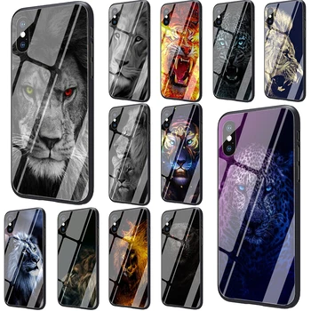 Lauva, tīģeris Rūdīts Stikls Lietā par iPhone 12 11 Pro Max 12 Mini X XR XS Max 8 7 6S 6 Plus SE 