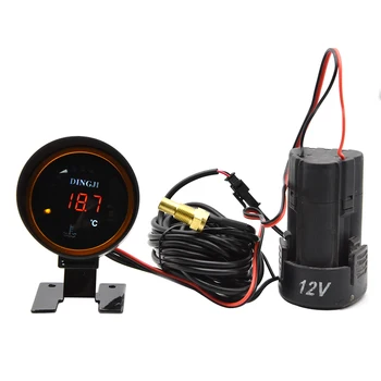 LCD Ciparu Elektriskie Ūdens temperatūras Mērītājs + 10mm ūdens temp sensors adapteri Temperatūras Mērītājs 12V Automašīnas Motociklu komplekts melns