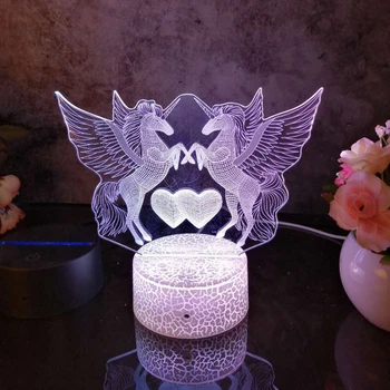Led 3D Nakts Gaisma Unicorn9 Modelis Nightlight Bērnu Guļamistaba Dekori Galda Lampas 16 Krāsā ar tālvadības
