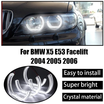 LED Angel Eye komplekts 6000K Balta Halo gredzenu, DRL Dienas gaisma, Lai BMW X5 E53 Facelift 2004 2005 2006 Kristāla Eņģelis acis