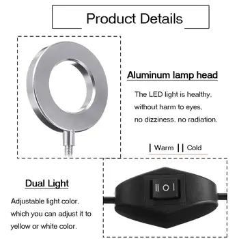 LED Klipu Galda Lampas apgaismojuma regulēšana, Rakstāmgalds, Gaismas Pastāvīgais Uzacu Manikīrs Gaismas USB Nakts Lasījumā Nagu Mākslas Skaistumu Grims