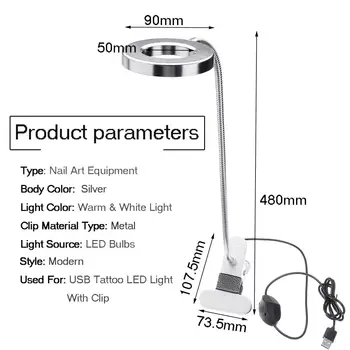 LED Klipu Galda Lampas apgaismojuma regulēšana, Rakstāmgalds, Gaismas Pastāvīgais Uzacu Manikīrs Gaismas USB Nakts Lasījumā Nagu Mākslas Skaistumu Grims