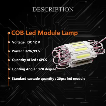 LED Modulis String COB 2W Ūdensizturīgs DC12V par Āra Reklāma Gaismas Izkārtnes gaismas kārbas DIY LED Modulis Sloksnes 20Pcs/Daudz