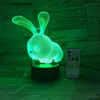 LED Nakts gaisma 3D Multiplikācijas filmu Trusis Zaķis USB touch slēdzis Tālvadības Akrila 7 Krāsu Gradientu Atmosfēru Lampas Bērniem Dāvanas led
