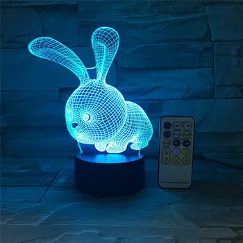 LED Nakts gaisma 3D Multiplikācijas filmu Trusis Zaķis USB touch slēdzis Tālvadības Akrila 7 Krāsu Gradientu Atmosfēru Lampas Bērniem Dāvanas led