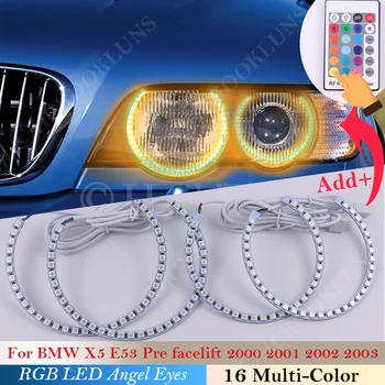 LED RGB Angel Eyes BMW X5 E53 Pre Facelift 2000 2001 2002 2003 Lukturu Halo Gredzeni Gaismas Mutil Krāsu Maiņa Car Styling