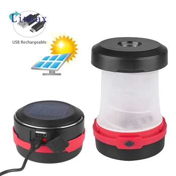 LED Teleskopiskie Saules Laternu Portatīvo LED Lampas, 3 Režīmi USB Lādējamu Saliekams Ūdensizturīgs IPX5 Gaismas Āra Kempings Gaismas